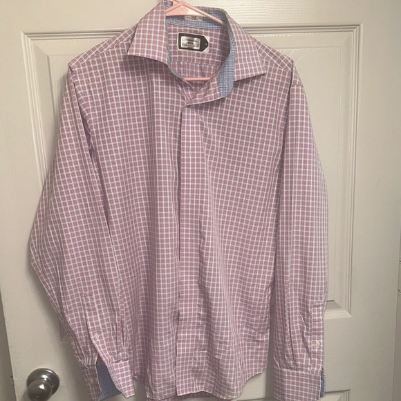 Lorenzo Pink and White Checkered Dress Shirt - Picture 1 of 5